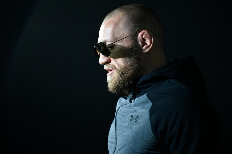 ABU DHABI, UNITED ARAB EMIRATES - JANUARY 22: Conor McGregor of Ireland arrives prior to the UFC 257 weigh-in at Etihad Arena on UFC Fight Island on January 22, 2021 in Abu Dhabi, United Arab Emirates. (Photo by Chris Unger/Zuffa LLC)