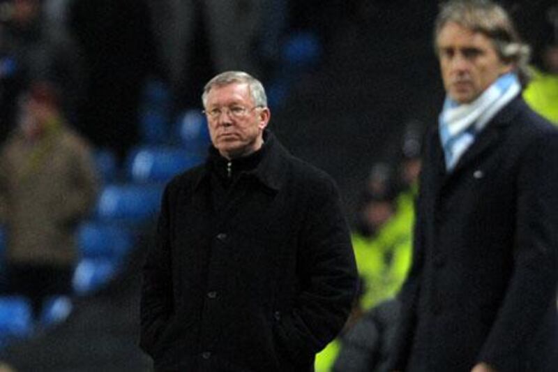 Manchester United's Sir Alex Ferguson, left, and his counterpart at Manchester City, Roberto Mancini, have had nothing but platitudes for each other in the run-up to the Manchester derby.