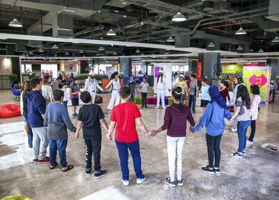 December 9, 2017. Academic City, Dubai.  Capoeira/sustainability workshop for children and Knowledge and Human Development Authority staff.  Capoeira is about the circle of trust.
Victor Besa for The National
National
Reporter:  Haneen Dajan