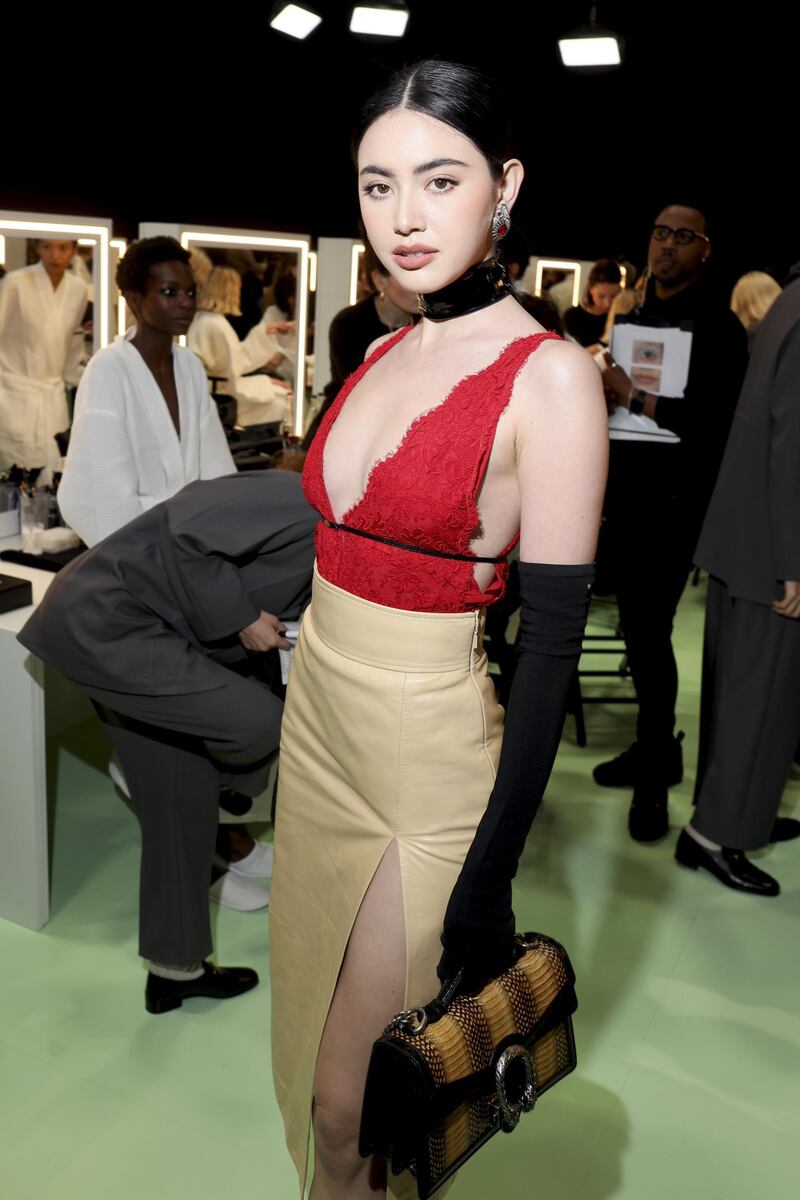 Davika Hoorne poses backstage at the Gucci show during Milan Fashion Week on February 19, 2020. Getty Images