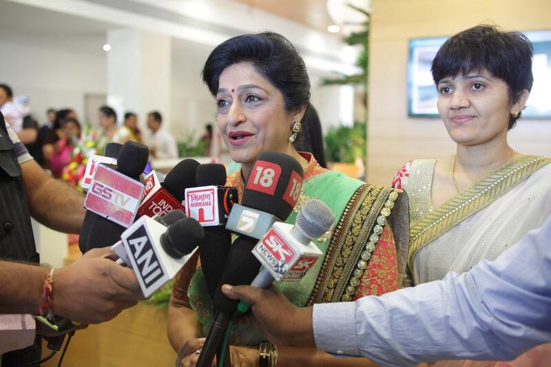 Dr Nayana Patel briefs the media at the inauguration of the new Surrogacy Hospital at Anand. Subhash Sharma for The National