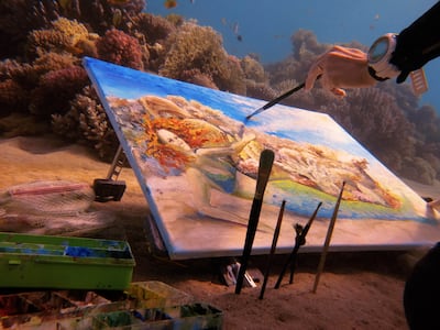 Underwater painting by Olga Belka, who will present her works at World Art Dubai. Photo: World Art Dubai