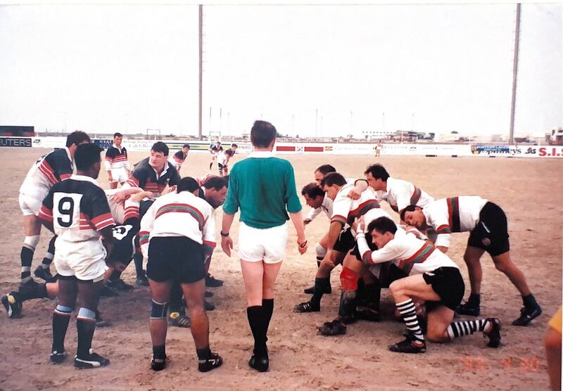 The early representative matches of the Arabian Gulf rugby team were played on the sand at the old Dubai Exiles ground in Al Awir. Photo: Andy Cole