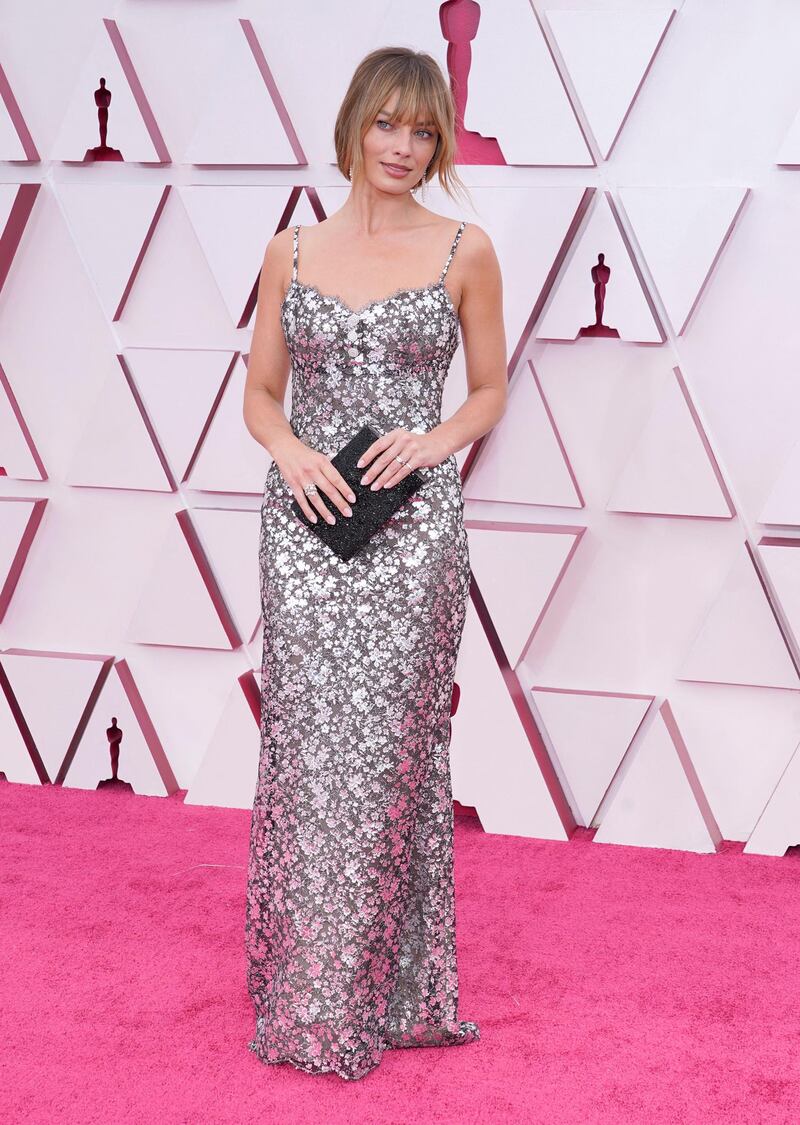Margot Robbie, in Chanel, arrives for the 93rd annual Academy Awards ceremony at Union Station in Los Angeles, California, on, 25 April 25, 2021. EPA