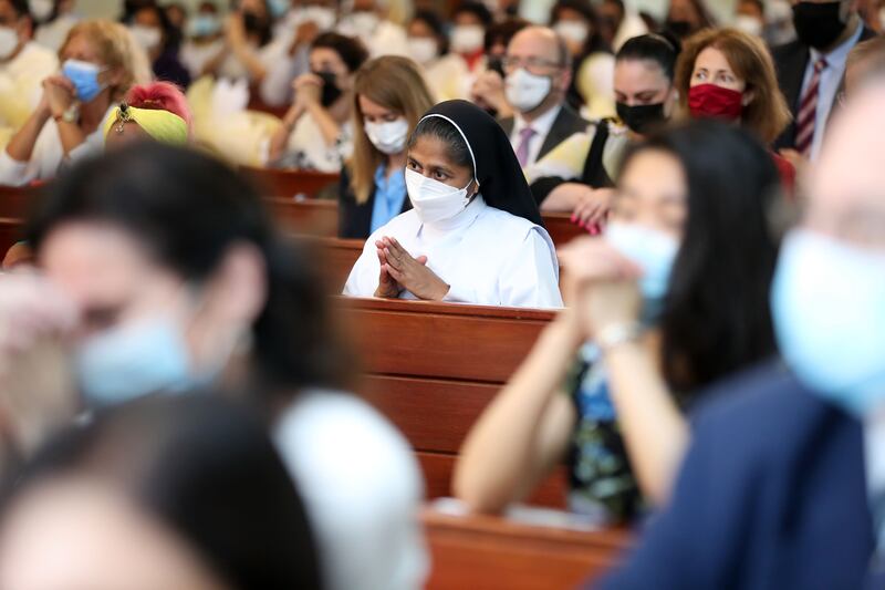 Worshippers fill the pews at St Joseph's for the installation of Bishop Martinelli.