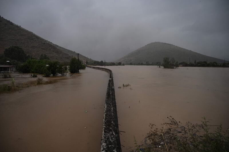 This photograph shows The Epineas river after heavy floods in Palamas, near Karditsa, central Greece. AFP