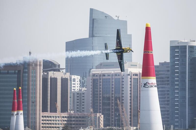 Pilots battle for supremacy on February 10, 2017 in Abu Dhabi, where the Red Bull Air Race kicked off its World Championship season. Mona Al Marzooqi / The National