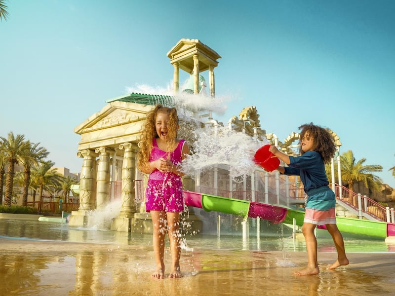 The water park spans 28,000 square metres and has family-friendly rides, slides and experiences. 
