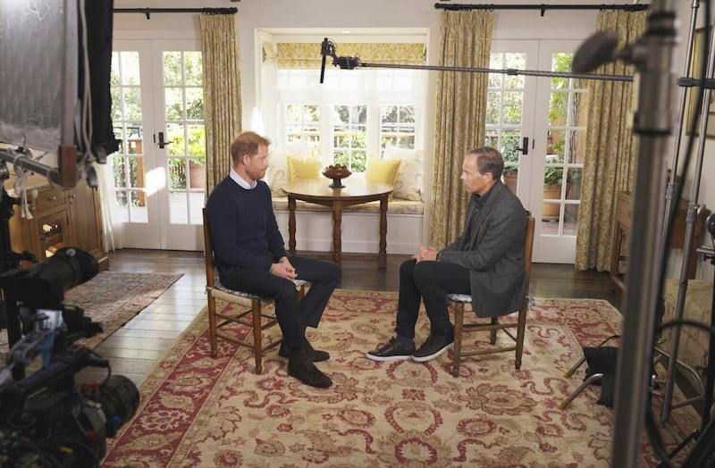 Prince Harry during an interview with ITV's Tom Bradby. AP
