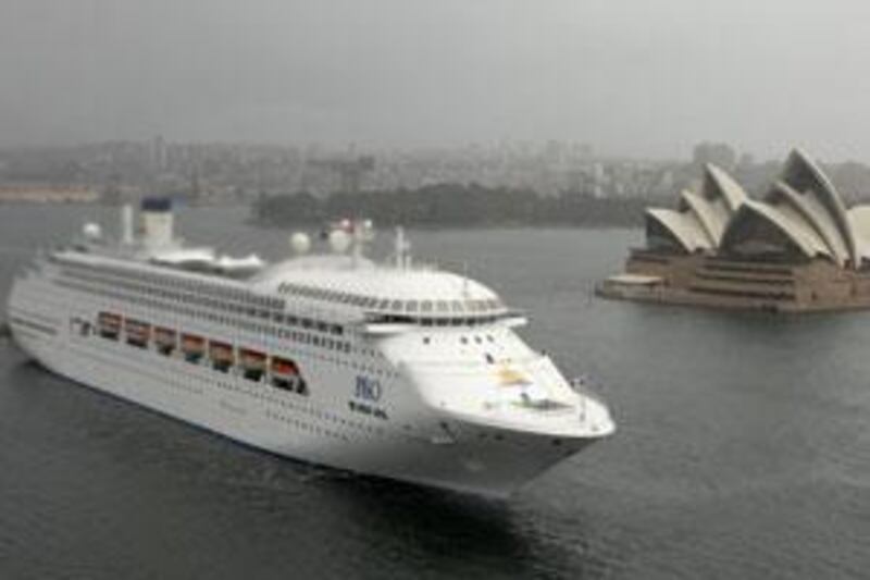 Cruise ship the Pacific Dawn in November 2007 as it sails past the Sydney Opera House in Sydney.