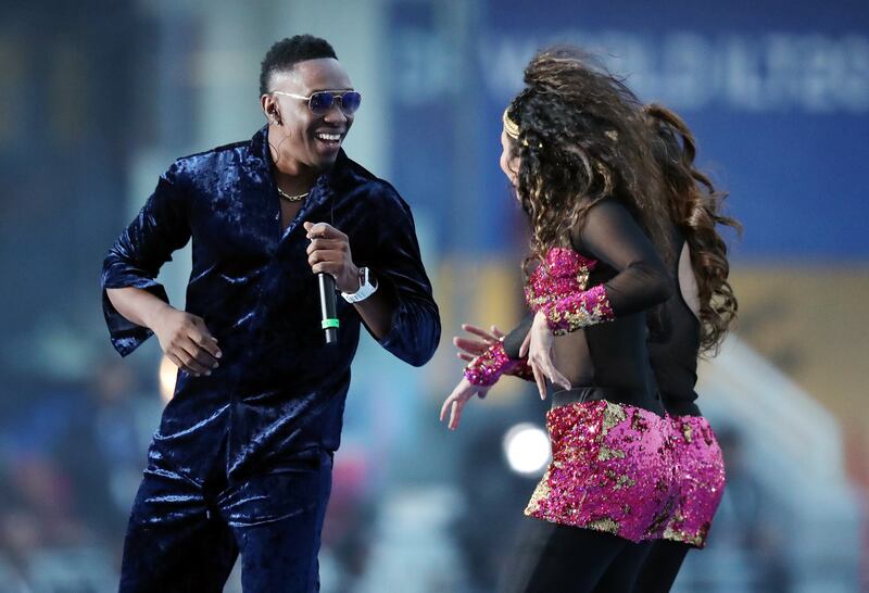 Dwayne Bravo performs at the opening ceremony. Chris Whiteoak / The National