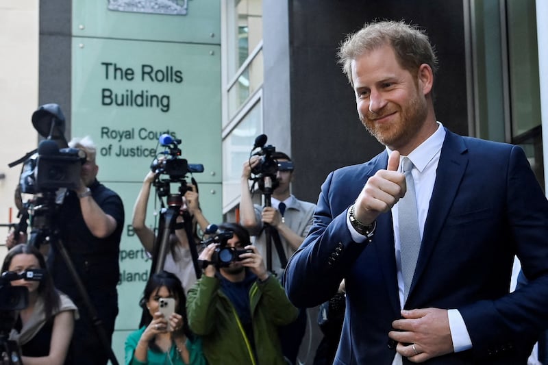Britain's Prince Harry pictured outside the Royal Courts of Justice in London on June 7 after giving testimony in his legal action against Mirror Group Newspapers. Reuters