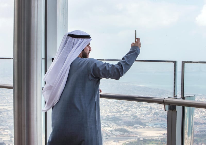 DUBAI, UNITED ARAB EMIRATES - The view at the top of 152 floor of The Lounge at the unveiling of The Lounge at Burj Khalifa.  Leslie Pableo for The National