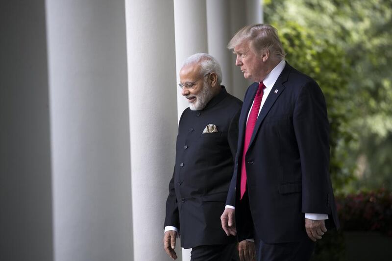 US president Donald Trump with India's prime minister Narendra Modi in Washington. EPA