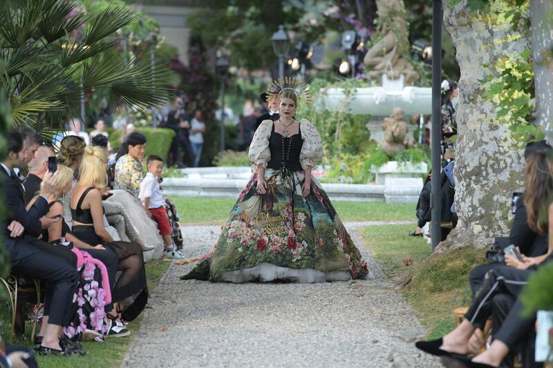 Lady Kitty Spencer opening the show for Dolce & Gabbana in 2018