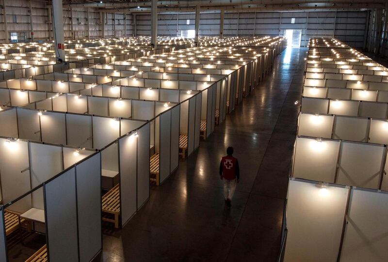 A 2,500-bed field hospital for victims of the coronavirus has been set up inside Tecnopolis, a science, technology and culture park, in Villa Martelli, Buenos Aires, Argentina. AFP