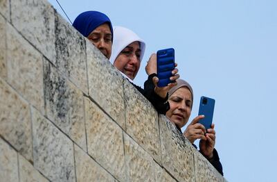 Palestinian women look on during the funeral of Anas Manasra, who was killed by Israeli forces, in Qabatiya near Jenin on October 17. Reuters