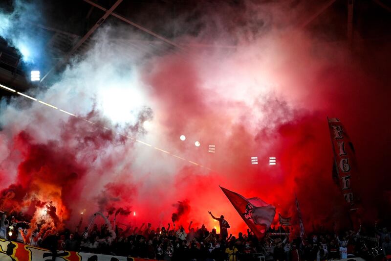 Cologne supporters during the Bundesliga football match against Fortuna Dusseldorf on Sunday, November 3. EPA