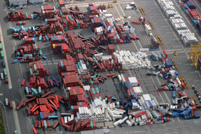 Containers spread at a container depot in Osaka, western Japan. EPA