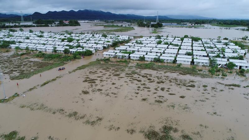 An aerial view of the flooded areas at Tzu Chi VIllage in Barangay Liloan, Phillipines. Reuters