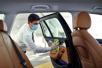 The vehicle's high-touch points, including door handles, will be sanitised at the end of the trip. Courtesy Emirates