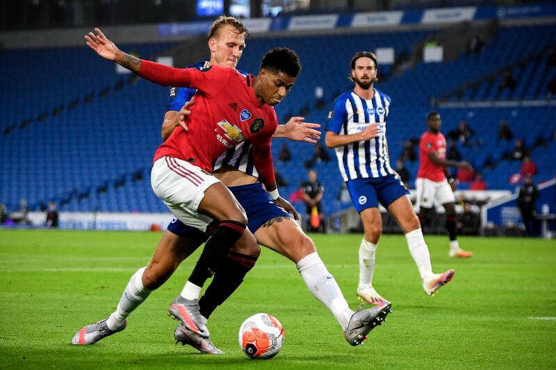 Marcus Rashford - 6: Tried, looked a team player and worked well, but hasn’t yet found his goalscoring touch again. Effective decoy run for third goal. EPA