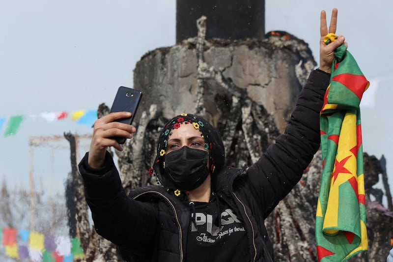 Persian New Year celebrations with a selfie in Diyarbakir, Turkey, during a gathering to celebrate Nowruz, which marks the arrival of spring. Reuters