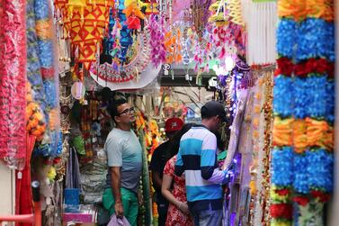 People shop for Diwali in Bur Dubai on Saturday October, 26 2019. Chris Whiteoak / The National