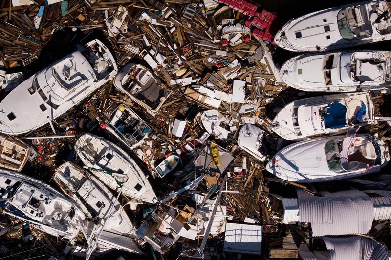 Damaged boats in Panama City. AFP Photo