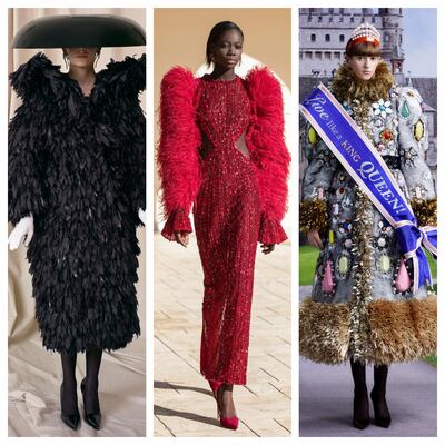 Fur was rethought this season. Balenciaga opted for strips of silk, Georges Hobeika used feathers instead, and Viktor & Rolf went for raffia
