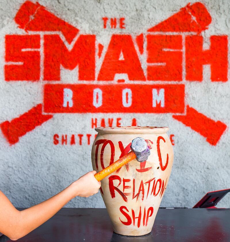This Valentine's Day, go to The Smash Room in Al Quoz, Dubai and smash your frustrations out. Courtesy The Smash Room