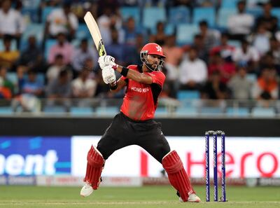 Dubai, United Arab Emirates - September 18, 2018:  Anshuman Rath of Hong Kong bats during the game between India and Hong Kong in the Asia cup. Tuesday, September 18th, 2018 at Sports City, Dubai. Chris Whiteoak / The National