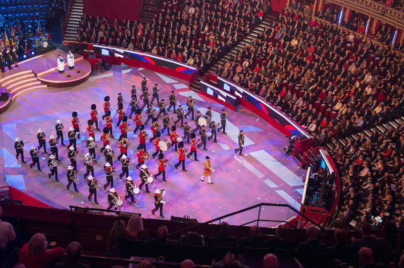 The massed Bands from all three British Armed Services perform during the Festival of Remembrance at the Royal Albert Halll, west London, Britain. EPA
