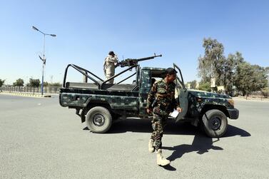 Yemeni forces patrol ahead of arrival of the motorcade of UN special envoy Martin Griffiths at Sana'a airport. EPA