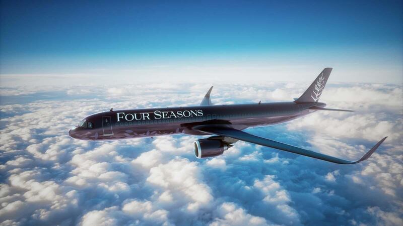 The all-new Four Seasons private jet, an A321LRneo aircraft. Courtesy Four Seasons Hotels and Resorts