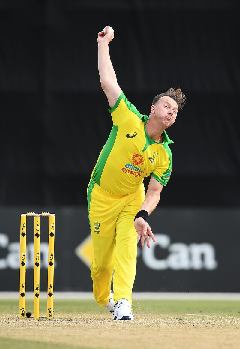 Brett Lee bowls picked up two wickets during the Bushfire Cricket Bash match between the Ponting XI and the Gilchrist XI at Junction Oval. Getty Images