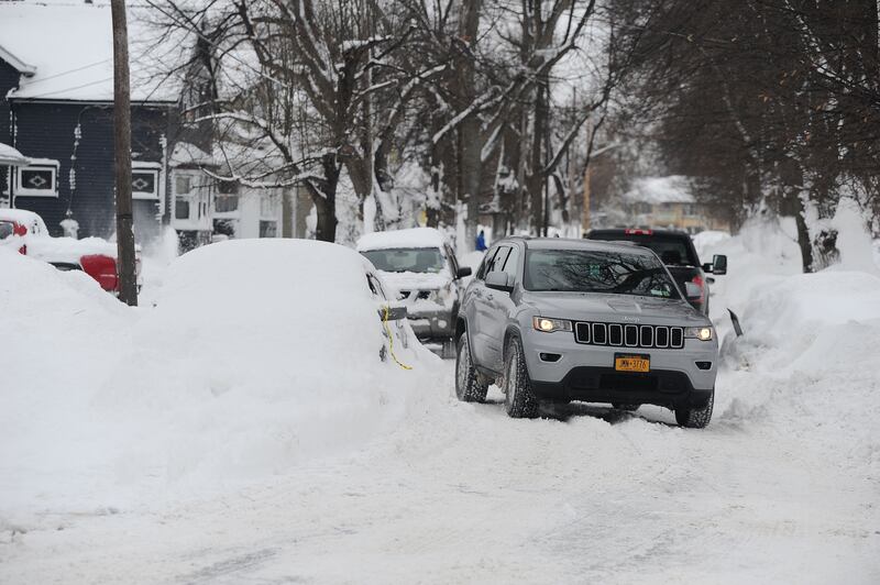 A vehicle abandoned on a residential street in Buffalo. AFP