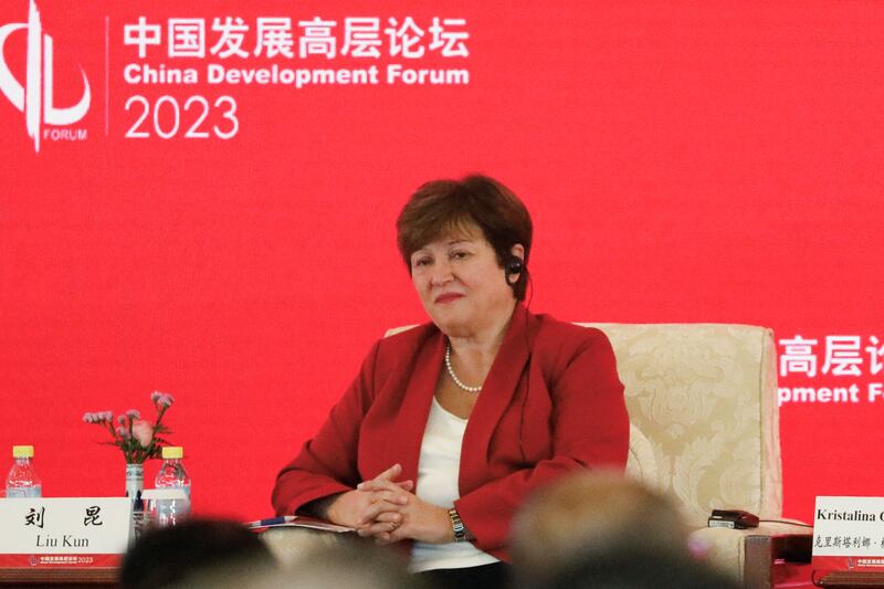 IMF Managing Director Kristalina Georgieva, at the China Development Forum in Beijing. Reuters