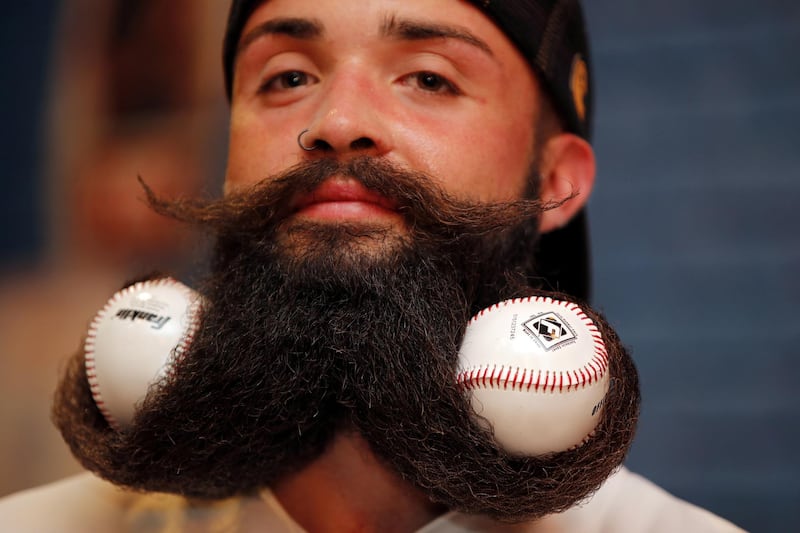 Teddy Bonnet poses prior to the competition during the French 2019 Beards Championship in Paris, France. Reuters