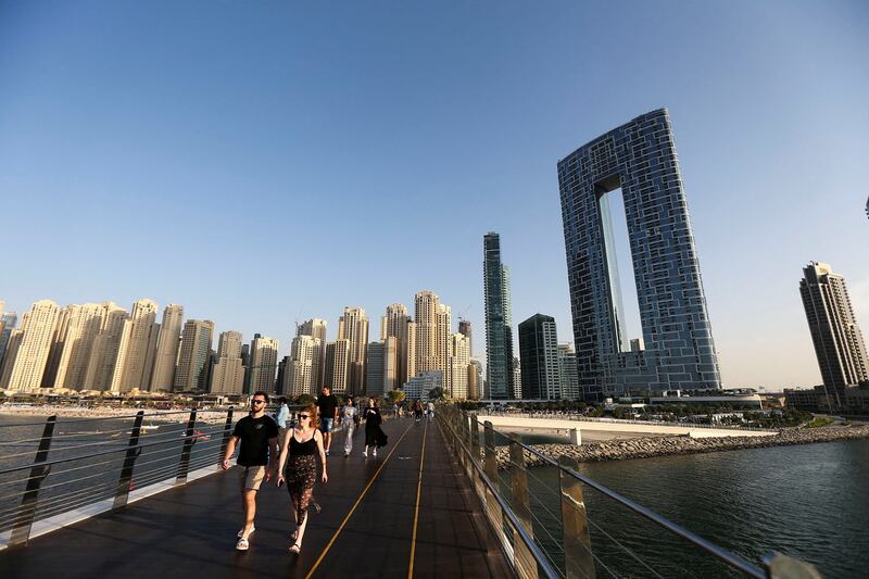 The Pedestrian Bridge at Bluewaters Island in Dubai. More people in the UAE are saving for an emergency fund since the pandemic. Reuters