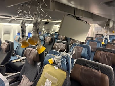The interior of Singapore Airline flight SQ321 is pictured after an emergency landing at Bangkok's Suvarnabhumi International Airport. Reuters 