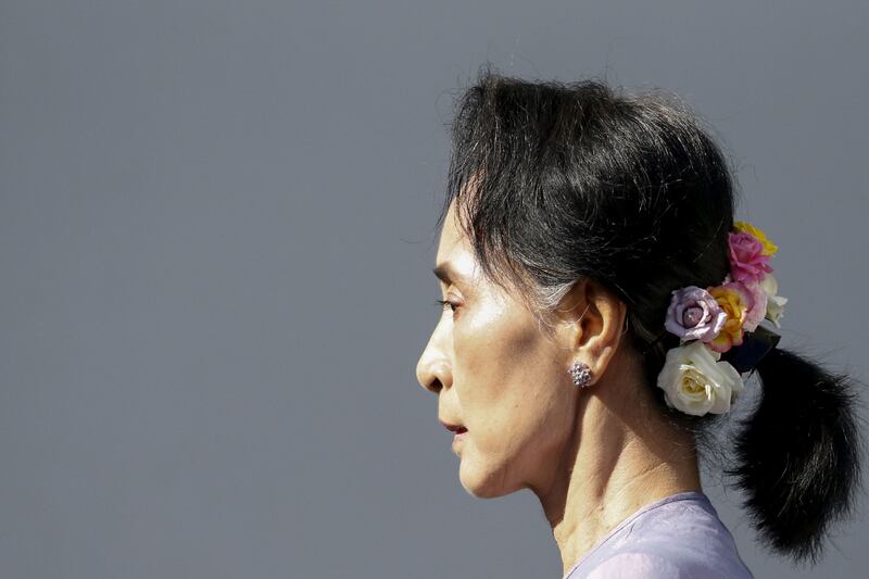 Myanmar's Aung San Suu Kyi at her home in Yangon on November 5, 2015. Reuters