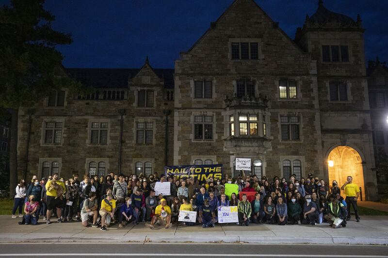 Organisers of the October vigil said they were standing in solidarity with the victims of Nassar, former University of Michigan sports doctor Robert Anderson, actor Bill Cosby and others.  Getty / AFP
