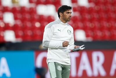 Palmeiras manager Abel Ferreira leads his team in a training session ahead of the Fifa Club World Cup final. EPA