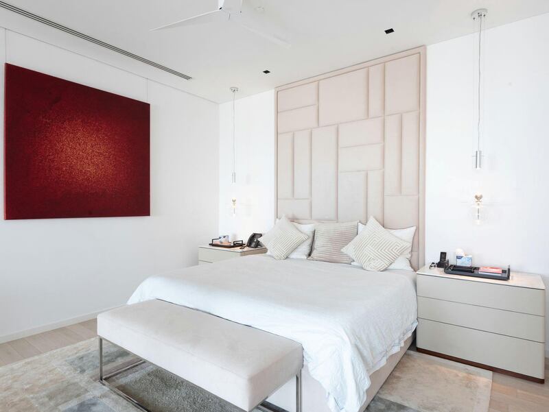 Minimalist styling in one of the bedrooms. Courtesy Luxhabitat Sotheby's International Realty