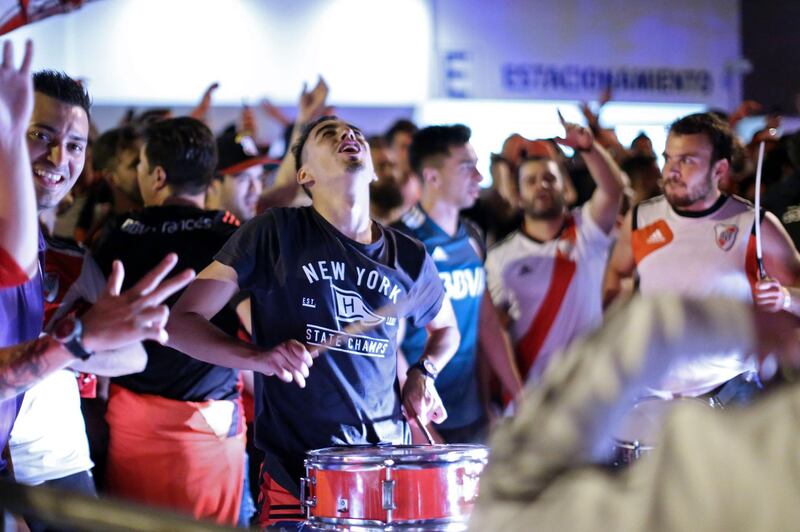 Supporters of Argentina's River Plate wait for their team in Lima. AFP