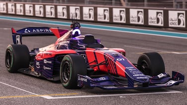 A Super Formula SF23 race car being tested at Yas Marina Circuit before the launch of the Autonomous Racing League on Saturday. Victor Besa / The National