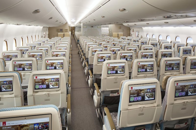 Emirates' new Premium Economy cabin on its A380 superjumbo.