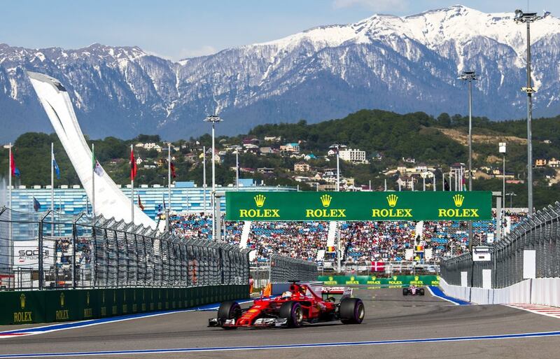 Sebastian Vettel on his way to pole position during qualifying for the Russian Grand Prix. Srdjan Suki / EPA