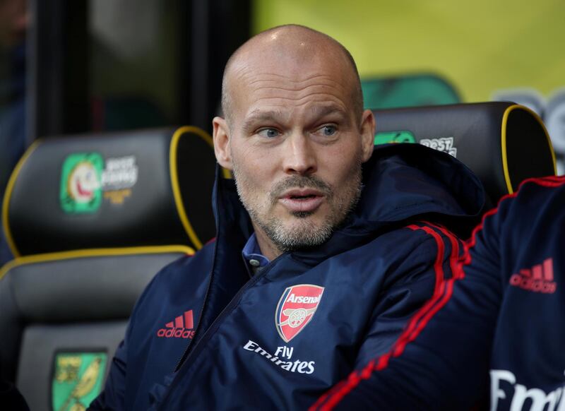 FILE PHOTO: Soccer Football - Premier League - Norwich City v Arsenal - Carrow Road, Norwich, Britain - December 1, 2019  Arsenal interim manager Freddie Ljungberg before the match  REUTERS/Chris Radburn  EDITORIAL USE ONLY. No use with unauthorized audio, video, data, fixture lists, club/league logos or "live" services. Online in-match use limited to 75 images, no video emulation. No use in betting, games or single club/league/player publications.  Please contact your account representative for further details./File Photo